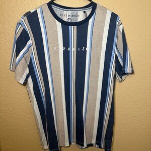 Free Planet Blue and Gray Short Sleeve Tee